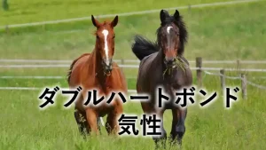 ダブルハートボンドの気性をイメージした牧場を走る2頭の馬